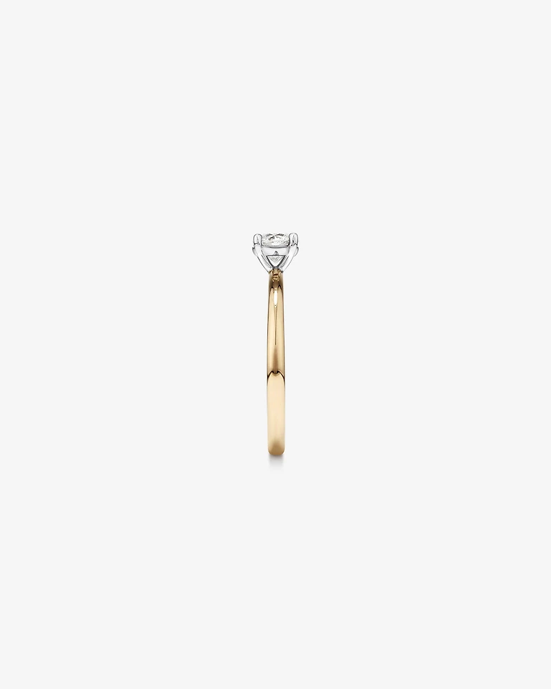 Bague de Fiançailles Solitaire en Diamant Rond Brillant 0,50 Carat TW Or Jaune et Blanc 14 kt