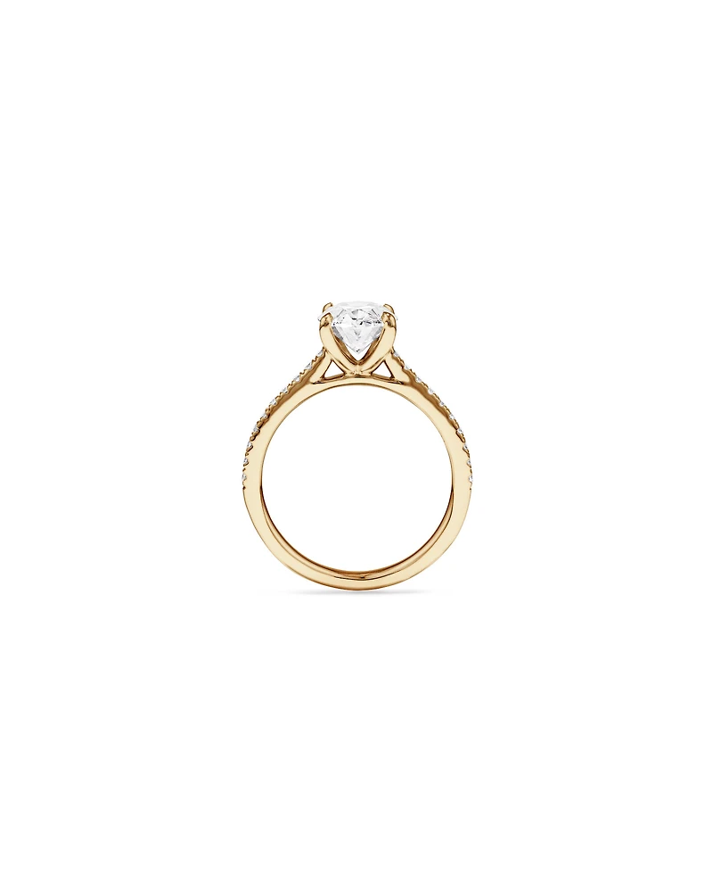 Bague de fiançailles en or jaune 14 carats avec diamant ovale 2,20 (poids total) synthèse