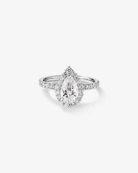 Bague de fiançailles TW taillée en poire 1,82 carat diamant halo cultivé laboratoire or blanc 14 carats