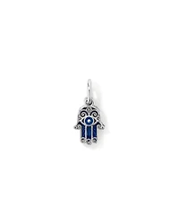 Blue Hamsa Hand Pendant in Sterling Silver