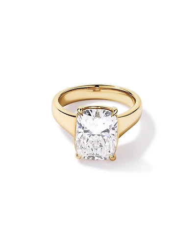 Bague de fiançailles en or jaune 14 carats diamant à coussin allongé cultivé laboratoire 5,00