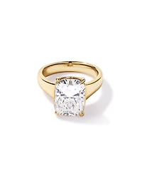 Bague de fiançailles en or jaune 14 carats diamant à coussin allongé cultivé laboratoire 5,00