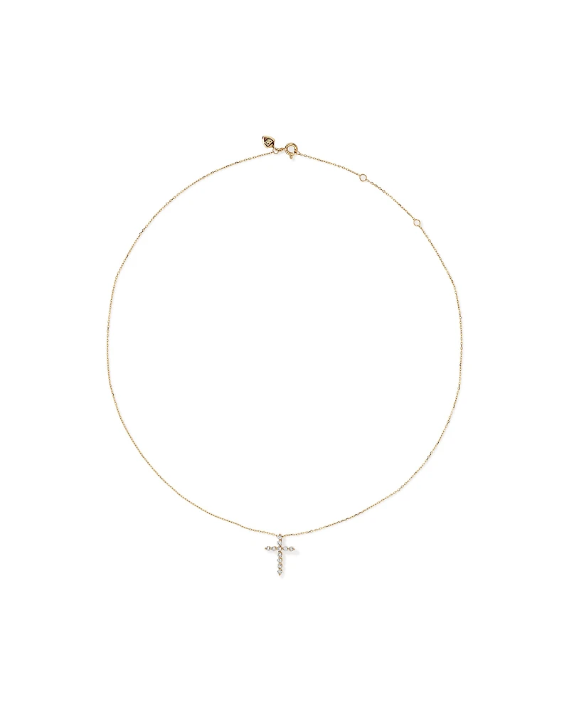 0,25 Carats TW Pendentif croix en diamant monté en or jaune 10kt