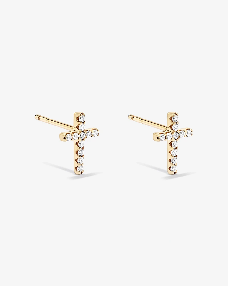 Cross Necklace and Earring Set in 18kt Vermeil with Cubic Zirconia