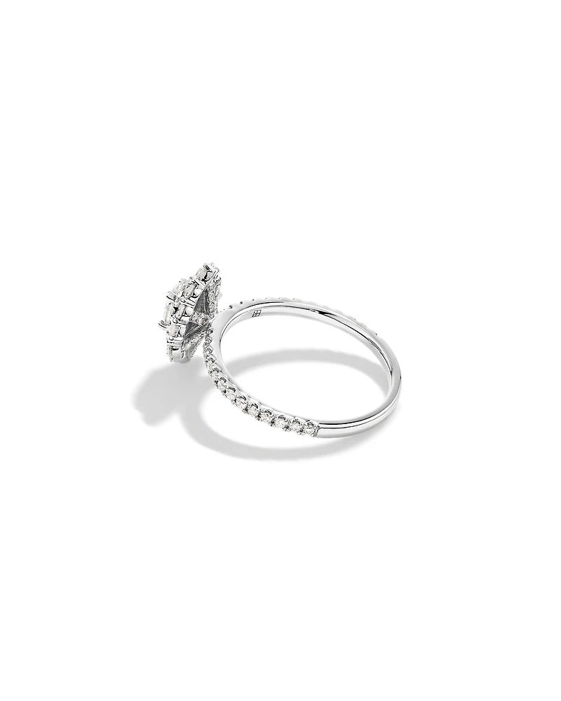 1.04 Carat TW Oval Cut Diamond Fancy Halo Engagement Ring in 14kt White Gold