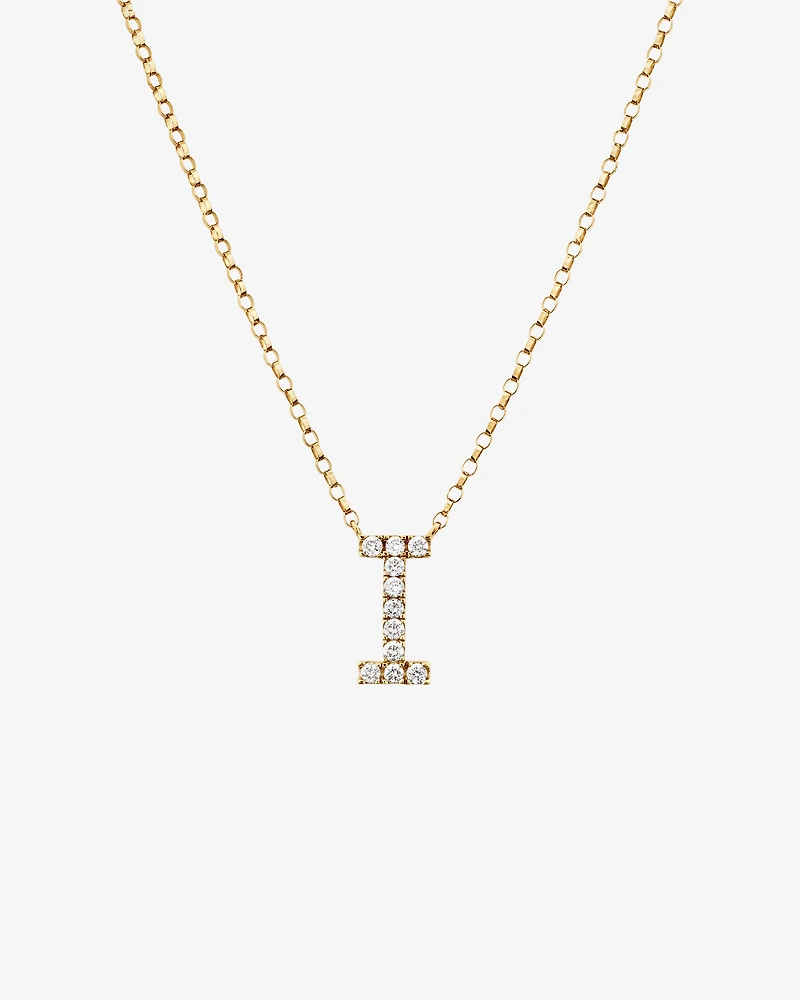 "I" Initial Necklace with 0.10 Carat TW of Diamonds in 10kt Yellow Gold