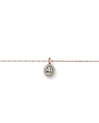 Green Amethyst & 0.20TW of Diamond Halo Pendant with Chain in 10kt Rose Gold