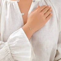 19cm (7.5") R Initial Bracelet in Sterling Silver