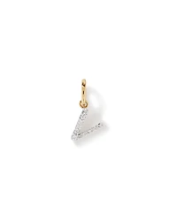 Pendentif initiale lettre V en diamant en or jaune 10 carats