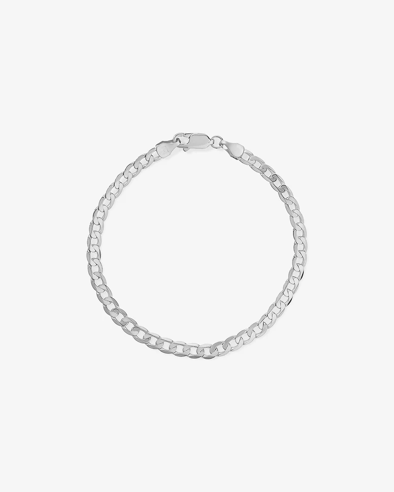 19cm (22") 4mm-4.5mm Width Curb Bracelet in 10kt White Gold