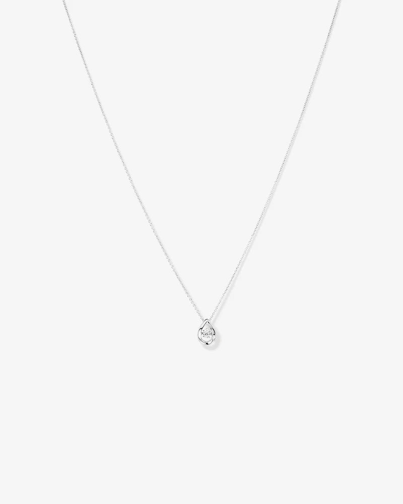 Lume Lab Pear Pendant with 0.10 Carat TW of Laboratory-Grown Diamond in Sterling Silver
