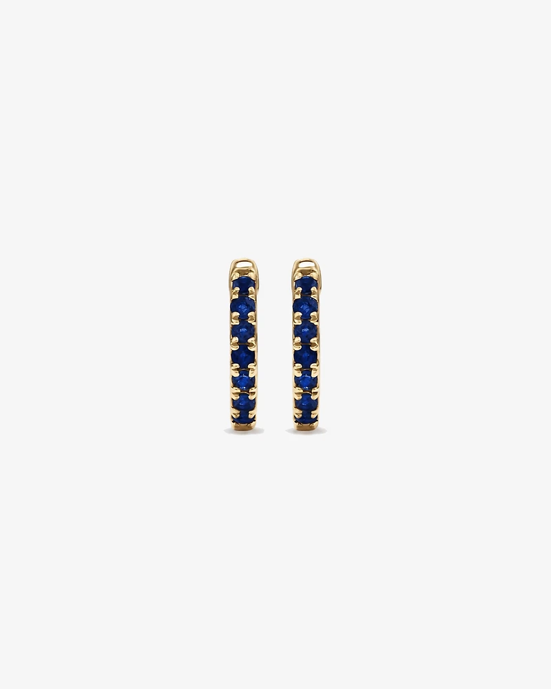 Boucles d'oreilles anneaux Saphir en or jaune 10 ct