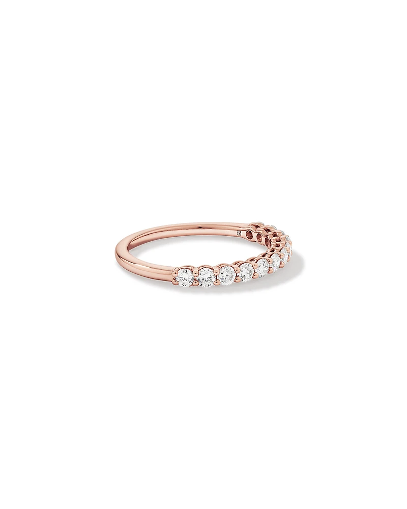 0.60 Carat TW Claw Set Round Brilliant Laboratory-Grown Diamond Wedding Ring in 14kt Rose Gold