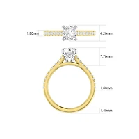 Bague de fiançailles avec 1 1/4 carat de diamants en or jaune/blanc 14 carats