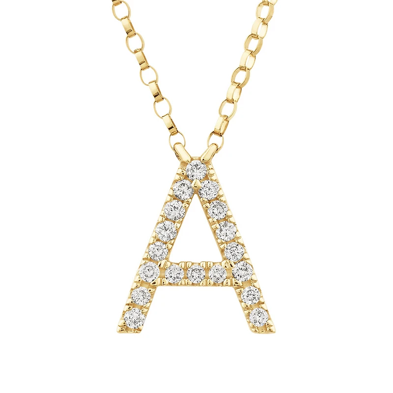 "A" Initial Necklace with 0.10 Carat TW of Diamonds in 10kt Yellow Gold