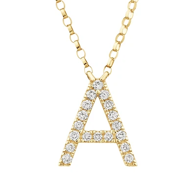 "A" Initial Necklace with 0.10 Carat TW of Diamonds in 10kt Yellow Gold