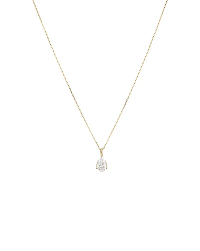 1.00 Carat TW Pear Cut Laboratory-Grown Diamond Solitaire Pendant in 10kt Yellow Gold