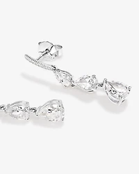 Boucles d'Oreilles Clous avec Triple Goutte de Zircon Cubique en Forme de Poire en Argent Sterling