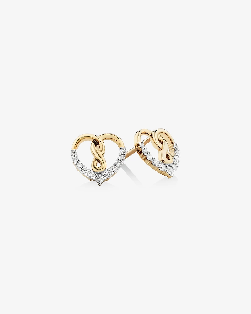 Heart Infinity Earrings With 0.20 Carat TW Of Diamonds In 10kt Yellow Gold