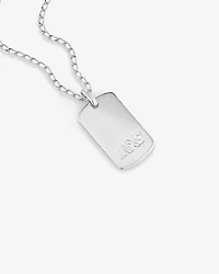 Plaque d'identification gravée INXS avec chaîne en argent sterling recyclé