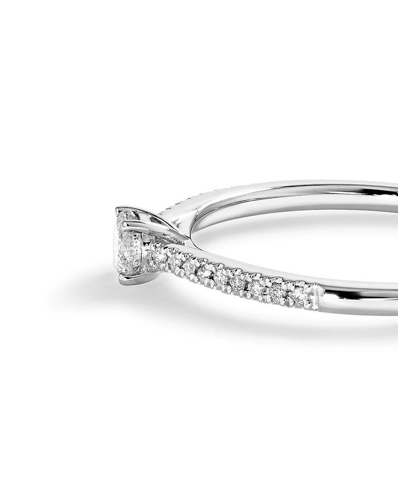 0.25 Carat TW Round Brilliant Diamond Side Accent Engagement Ring in 14kt White Gold