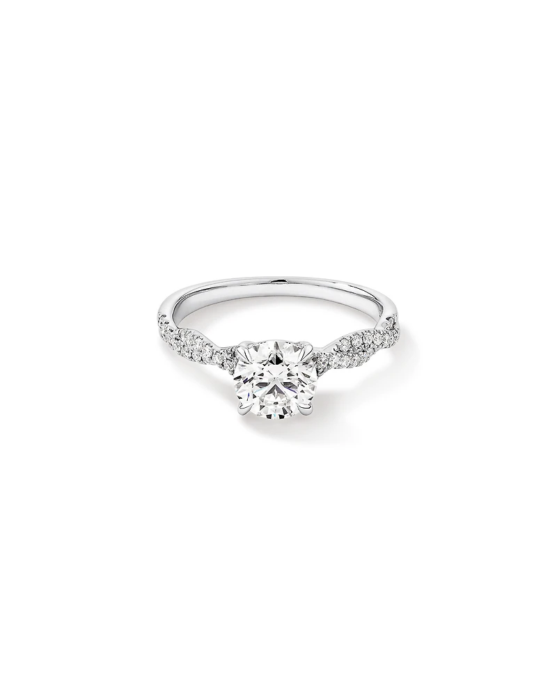 Bague de Fiançailles en Or Blanc 14 kt avec Twist de Diamants Ronds Brillants Lab-Grown de 1,40 Carat TW