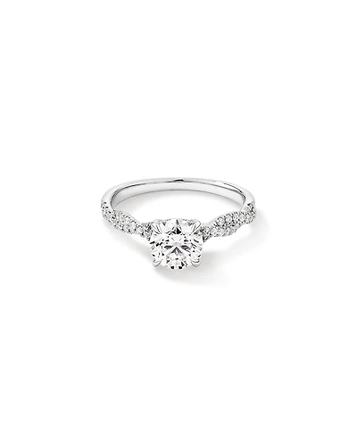 Bague de Fiançailles en Or Blanc 14 kt avec Twist de Diamants Ronds Brillants Lab-Grown de 1,40 Carat TW
