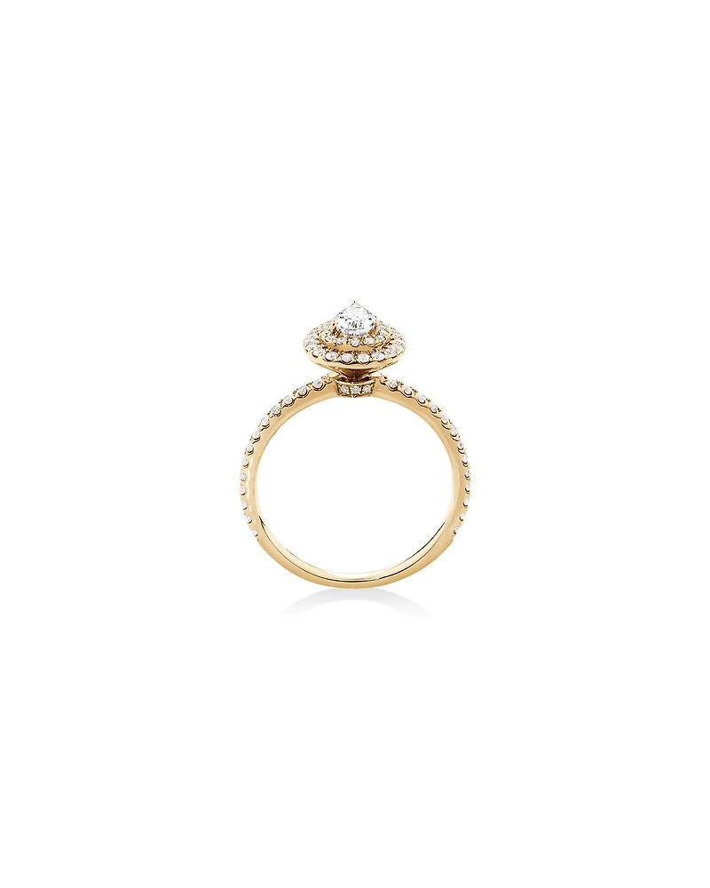 Bague à halo double en or jaune 18 K à diamants totalisant 0,71 ct