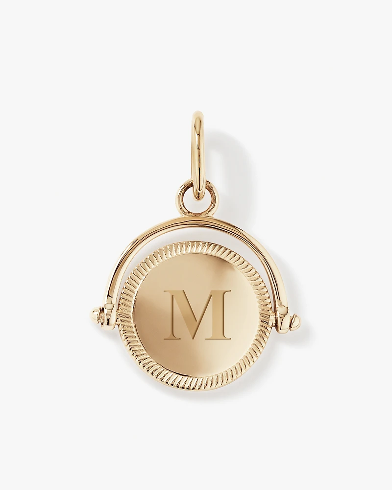 Engravable Spinning Circle Pendant in 10kt Yellow Gold