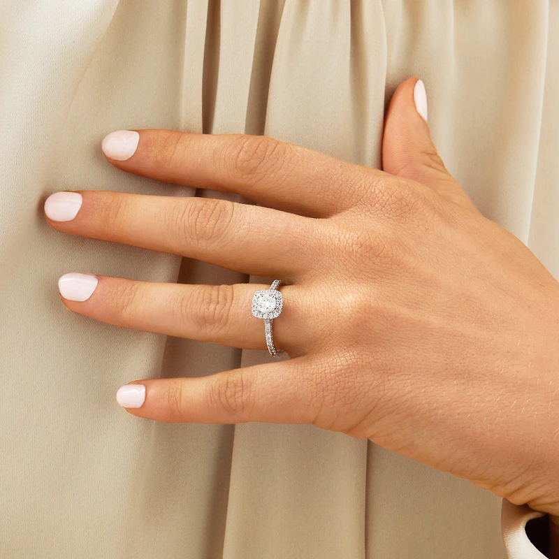 Engagement Ring with 0.95 Carat TW Of Diamonds In 14kt White Gold