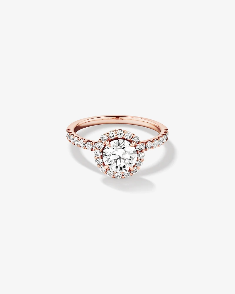 1.79 Carat TW Round Brilliant Laboratory-Grown Diamond Halo Engagemet Ring in 14kt Rose Gold