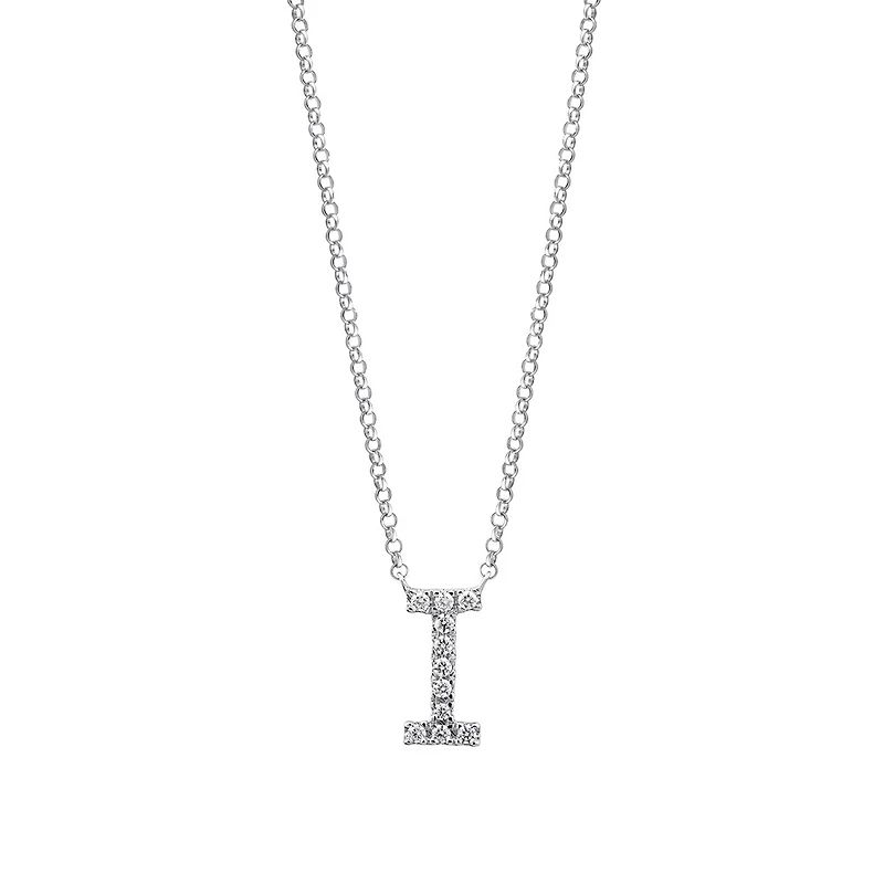 I Initial Necklace with 0.10 Carat TW of Diamonds in 10kt White Gold
