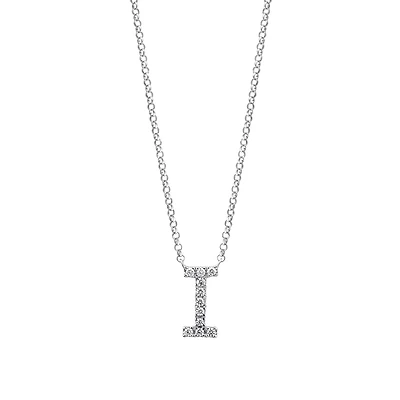 I Initial Necklace with 0.10 Carat TW of Diamonds in 10kt White Gold