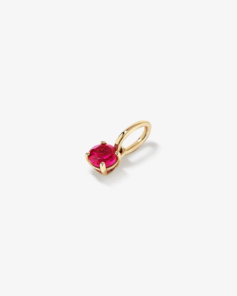 Created Round Red Ruby Birthstone Pendant in 10kt Yellow Gold