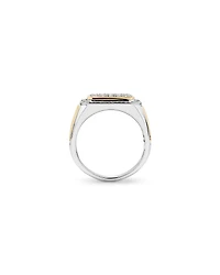 0.70 Carat TW Diamond Pave Two-Tone Men's Signet Ring in 10kt Yellow and White Gold