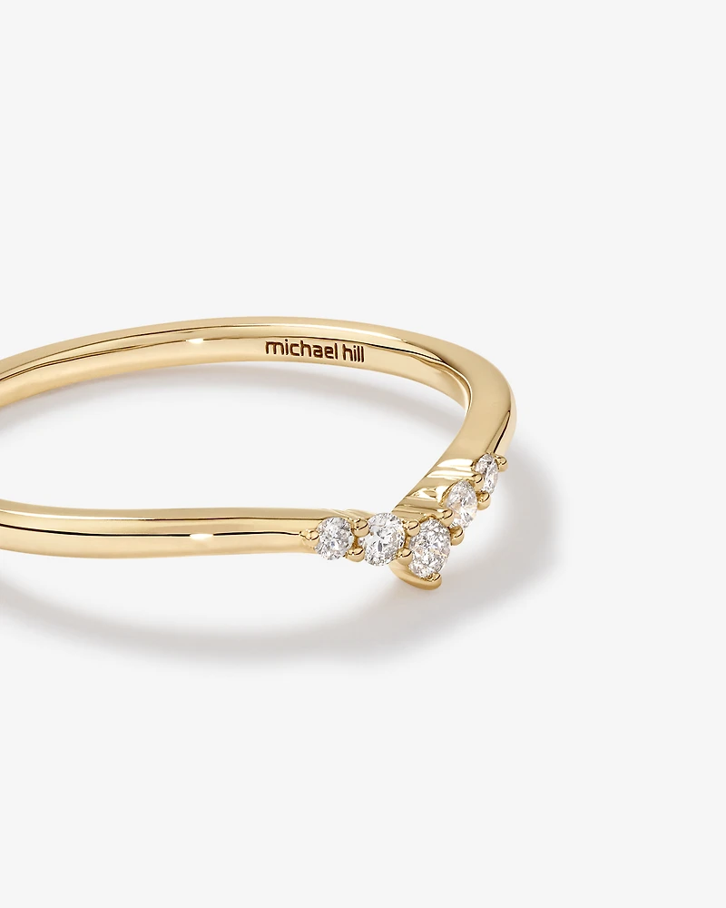 Bague de mariage Chevron en diamant en or jaune 14 carats