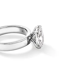 Bague solitaire en or blanc 14 carats sertie d'un diamant ovale de 2,00 cultivé laboratoire