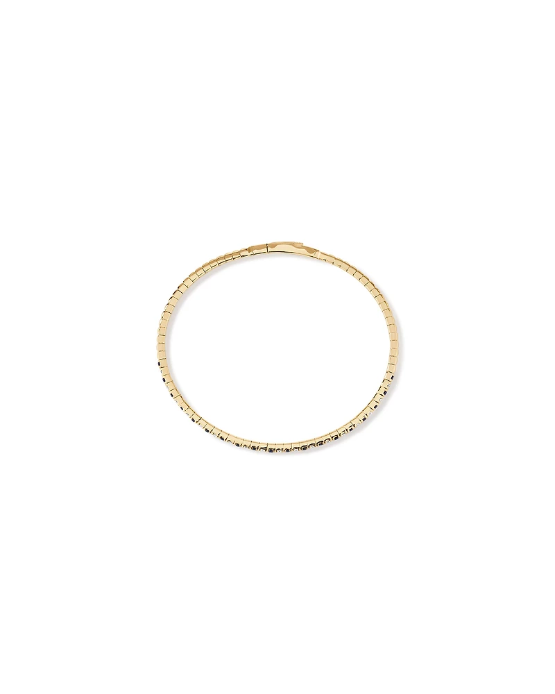 0.35 Carat TW Diamond and Blue Sapphire Gemstone Flex Oval Bangle in 10kt Yellow Gold