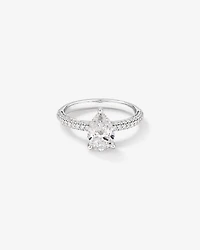 Bague de fiançailles en diamant taillé poire taillée laboratoire 1,96 carat or blanc 14 carats
