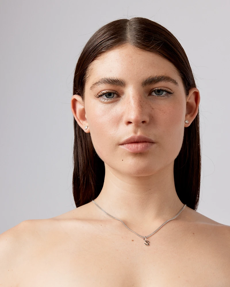 Letter S Initial Pendant in Sterling Silver