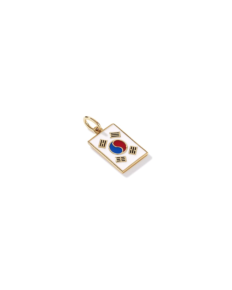South Korea Flag Pendant in 18Kt Vermeil