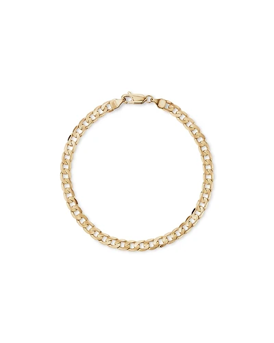 Bracelet Chaîne Gourmette Plate Biseautée 21 cm (8,5") 5 mm en Or Jaune 10 Carats