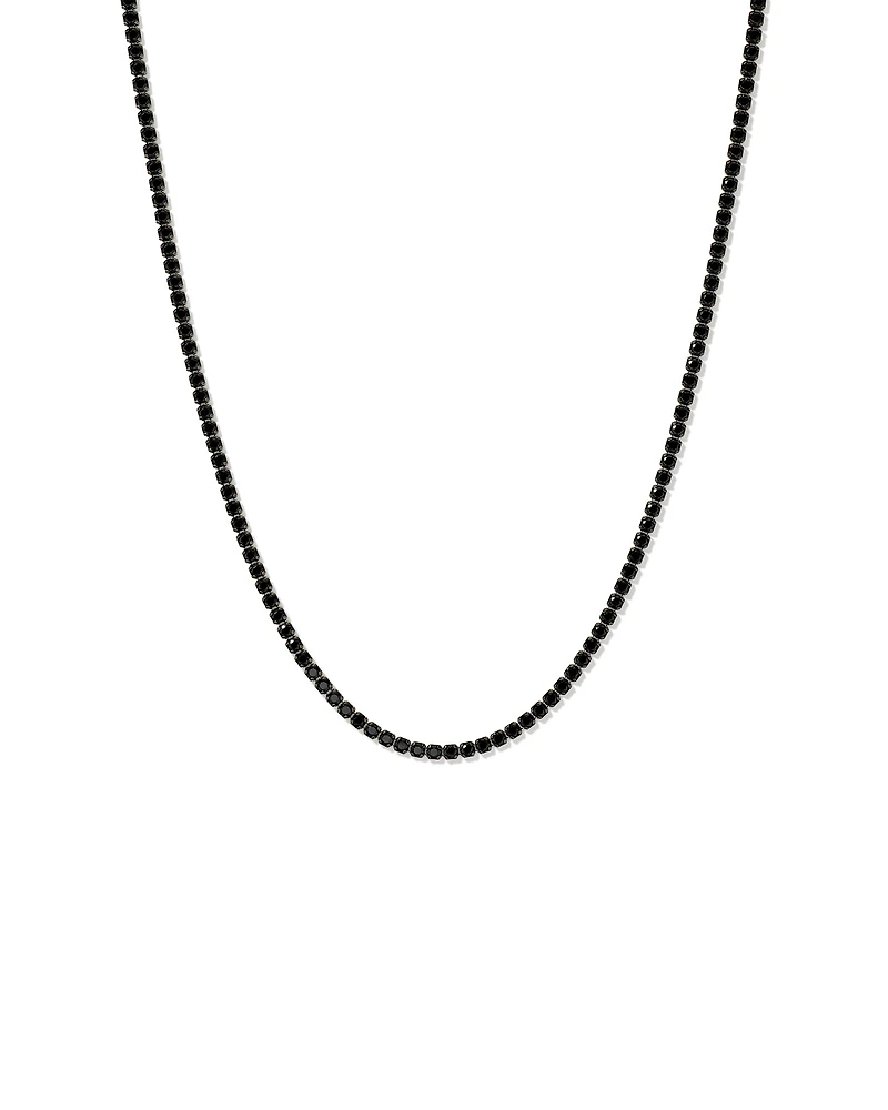 Black Spinel Tennis Necklace in Sterling Silver