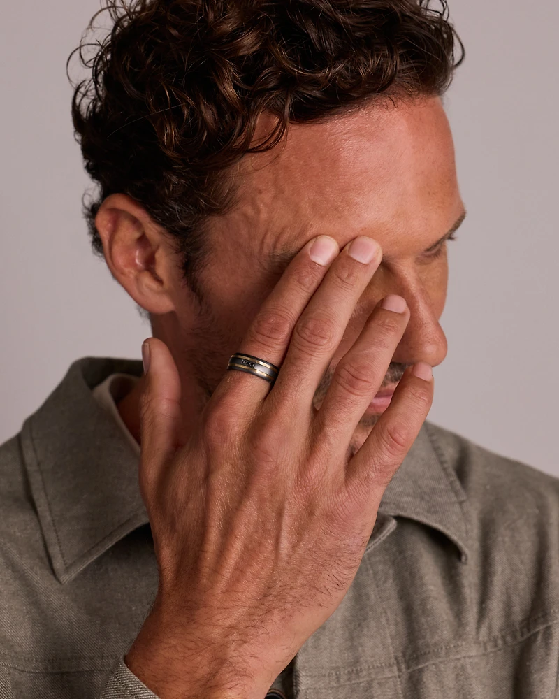 Black Diamond Ring Titanium with 10kt Yellow Gold Inlays