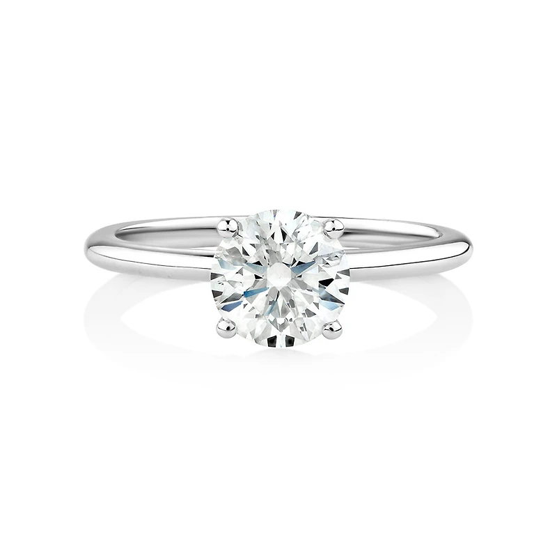 Bague en or blanc 14 K avec diamant créé en laboratoire totalisant 1,25 ct