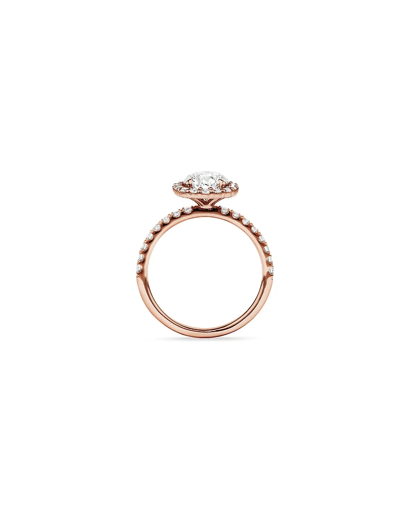 1.79 Carat TW Round Brilliant Laboratory-Grown Diamond Halo Engagemet Ring in 14kt Rose Gold