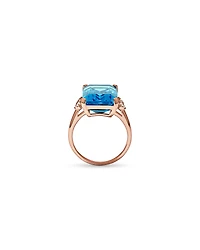 Emerald Cut Swiss Blue Topaz & 0.08 Carat TW Diamond Ring 10kt Rose Gold