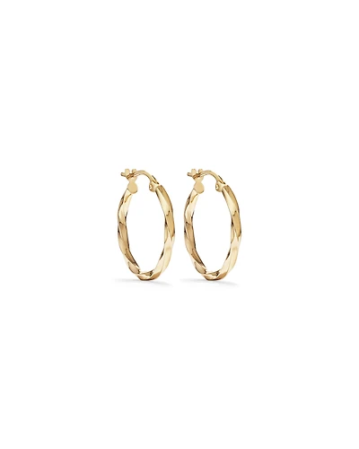 15mm Square Twist Hoop Earrings in 10kt Yellow Gold
