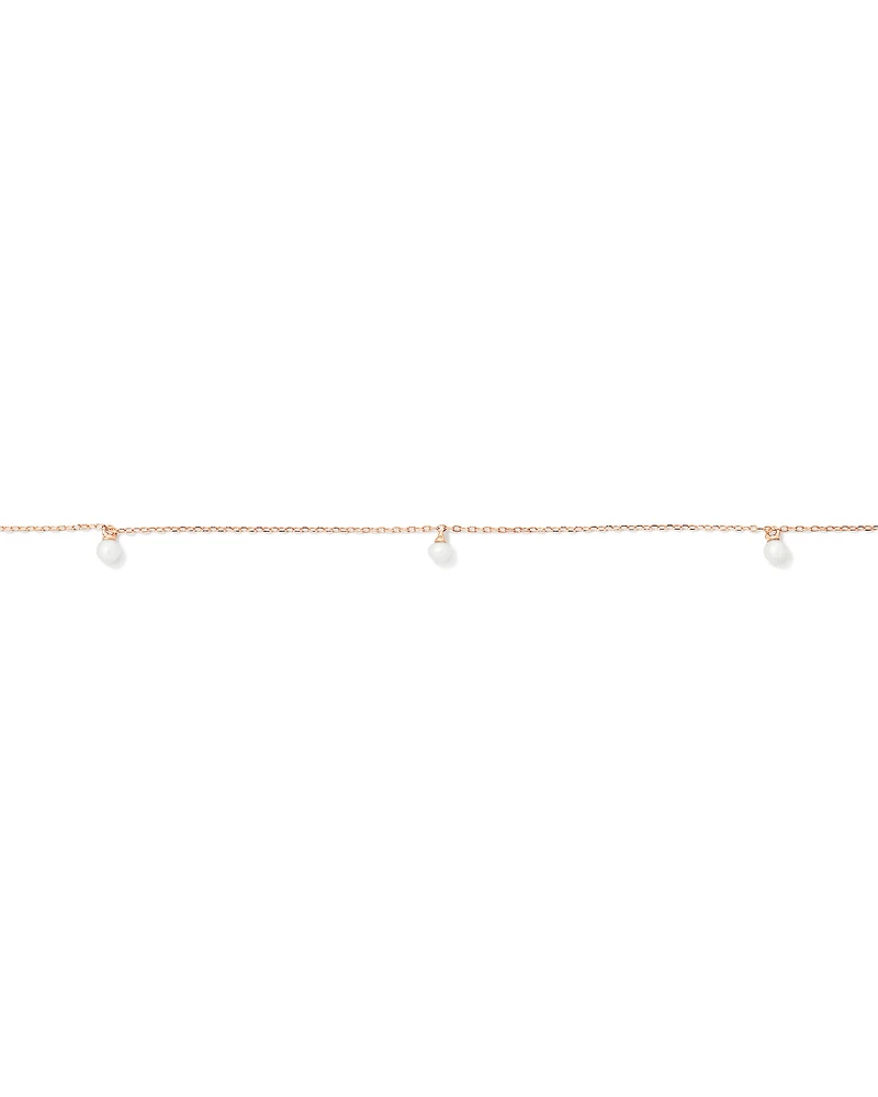 Cultured Freshwater Pearl Station Necklace in 10kt Rose Gold