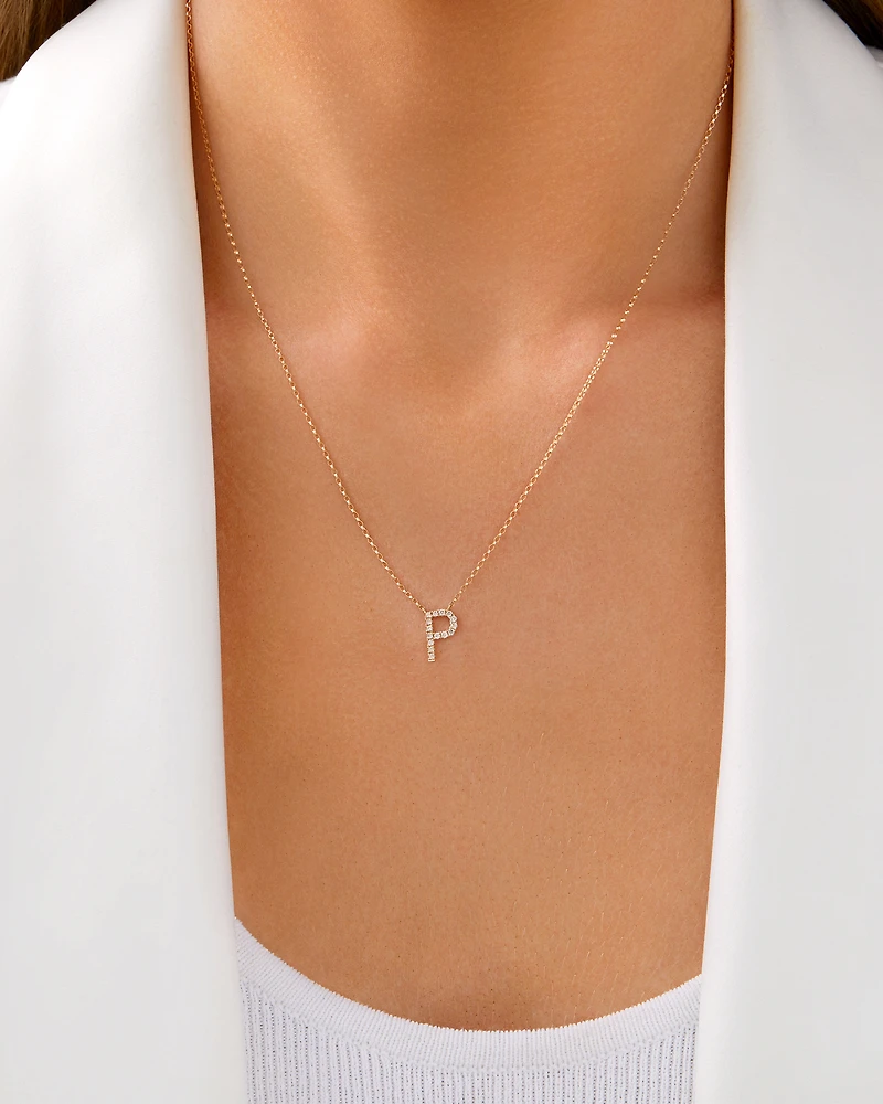 "P" Initial Necklace with 0.10 Carat TW of Diamonds in 10kt Yellow Gold